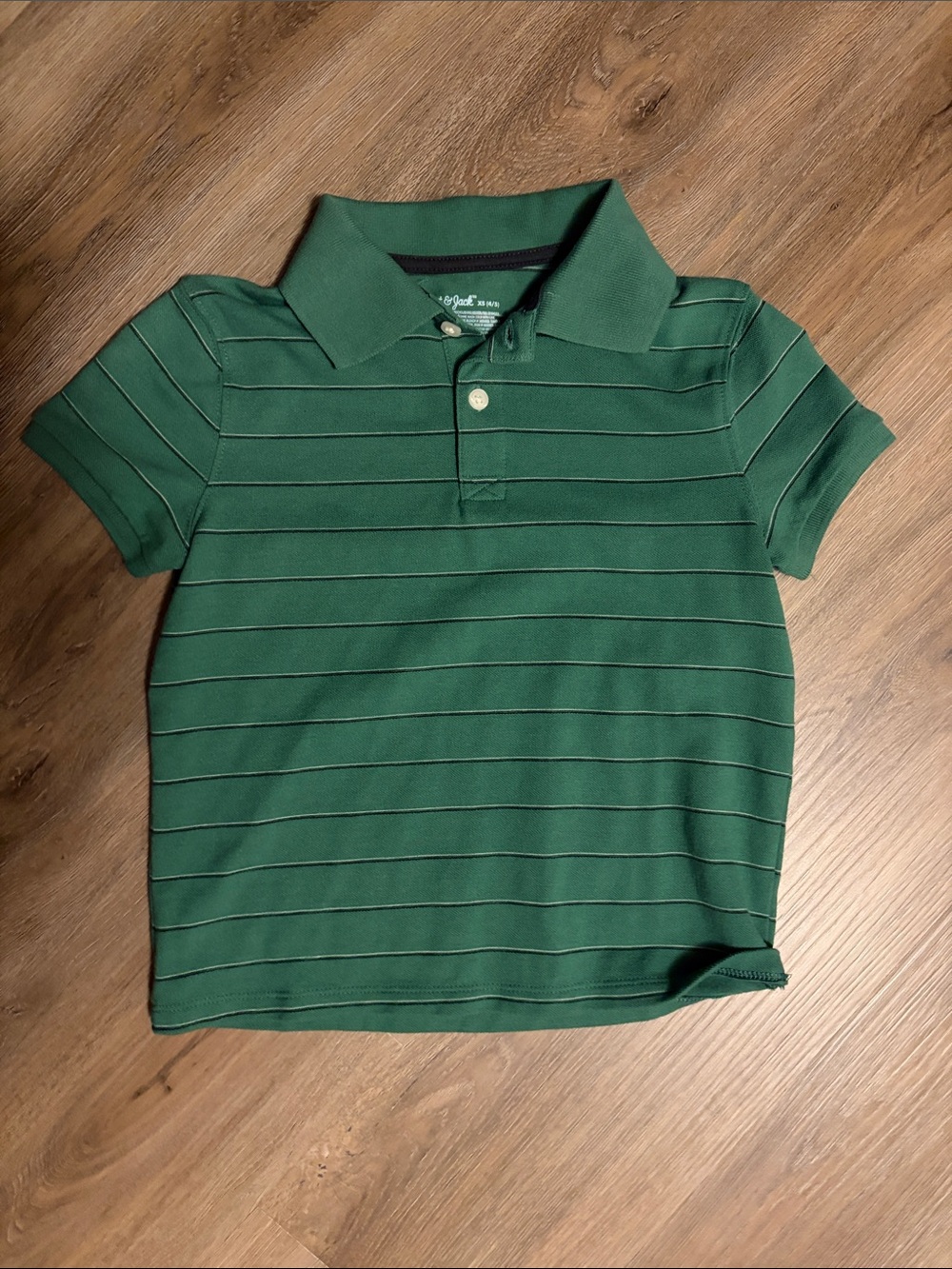 Cat & Jack Green Striped Polo - Short Sleeve